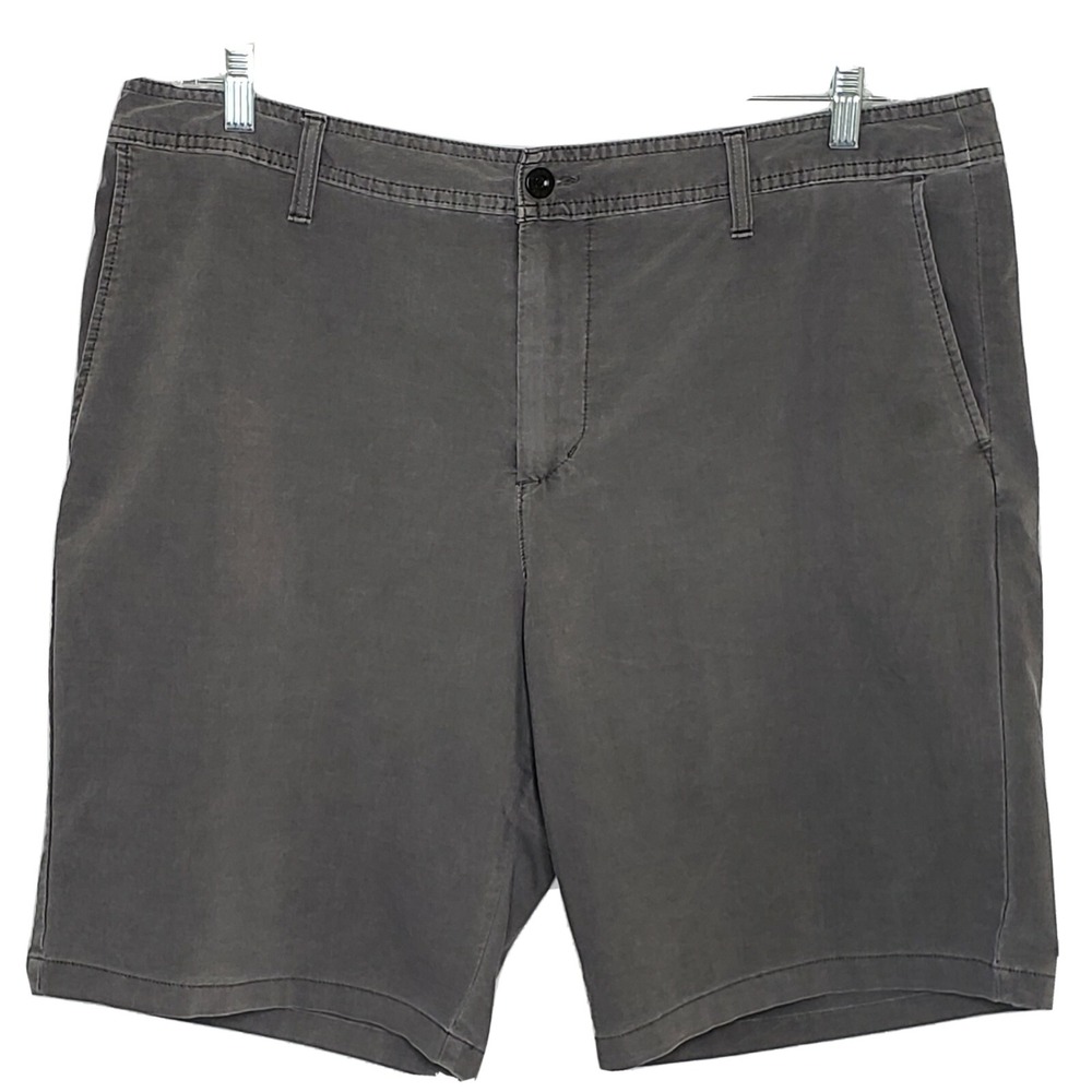 Elysian Mens Shorts 40 Dark Gray‎ Flat Front Stretch 10" Inseam Casual Chino